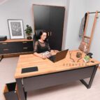 desk with wooden top
