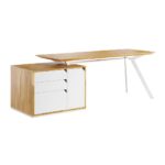 White office desk with wooden top Active