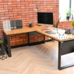 desk with wooden top
