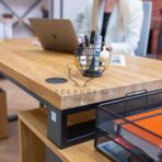 desk with wooden top