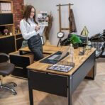 desk with pedestal