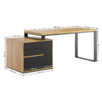 czarne biurko gabinetowe z grubym blatem