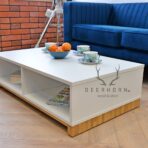 white coffee table with shelves