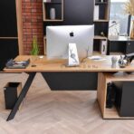 desk with wooden top