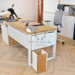 white industrial desk