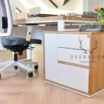 white desk with drawers