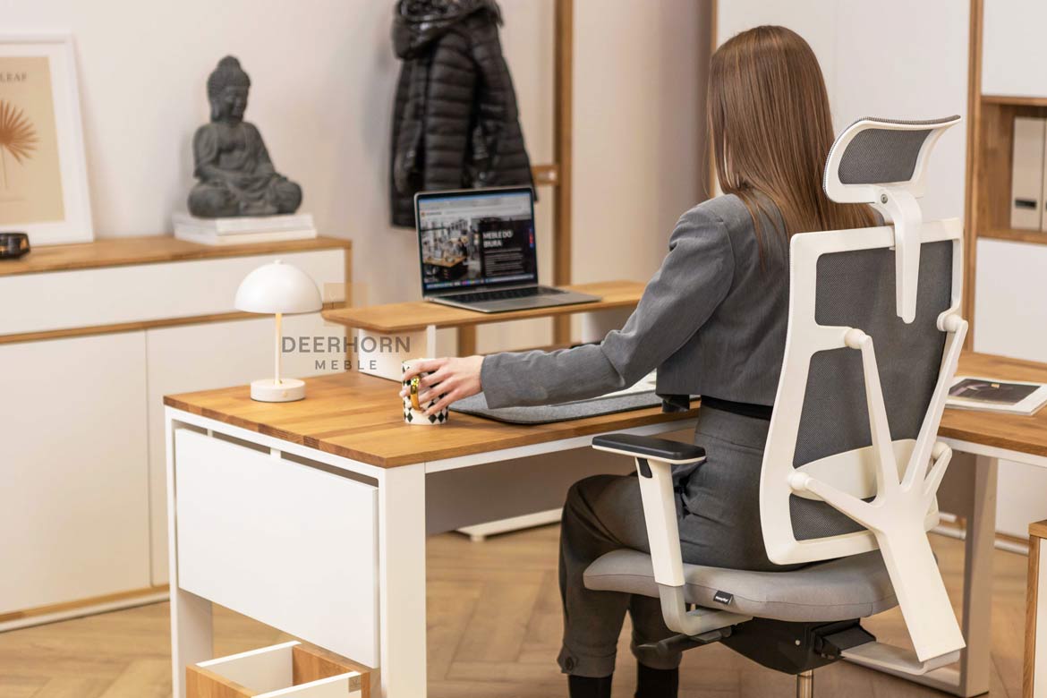 biurko z nadstawką narożne do pracy zdalnej