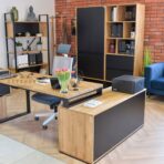 wood and metal desk