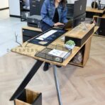 desk with wooden top