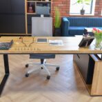 desk with wooden top