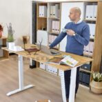 white adjustable desk