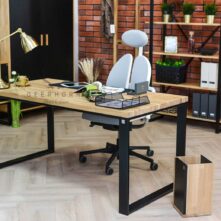desk with wooden top
