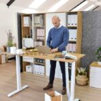 desk with wooden top