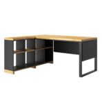 Corner desk 160 cm with cover left black Modern Office