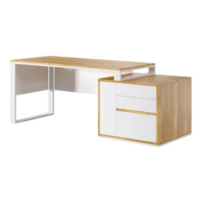 white built-in desk