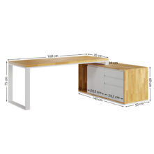 biurko z pojemnym kontenerem, białe