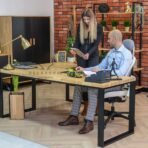 corner desk made of wood and metal
