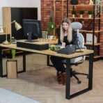 corner desk with wooden top