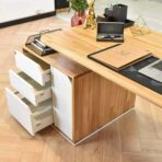 wood and metal desk