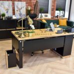 desk with wooden top