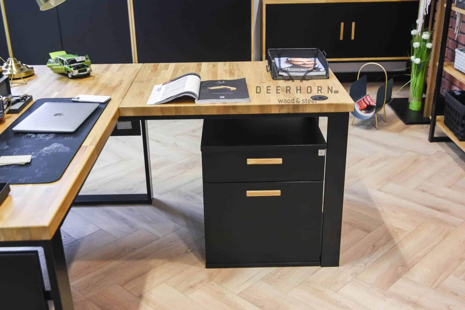 corner desk-with-container corner desk with container