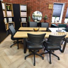 conference table made of wood and metal