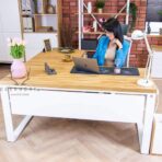 white desk with under-top cover