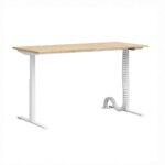Height adjustable white desk with slim 160x70cm top