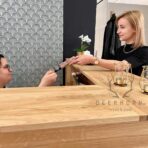 reception desk with superstructure