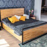 loft bed made of wood and metal