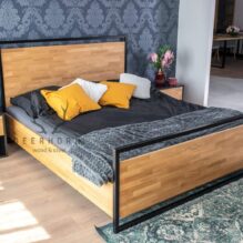 loft bed made of wood and metal