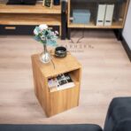 wooden table with a shelf