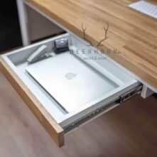 white desk with drawer