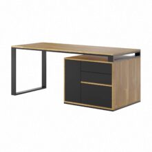 black desk with filing cabinet