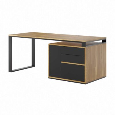 black desk with filing cabinet