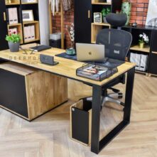 desk wood metal
