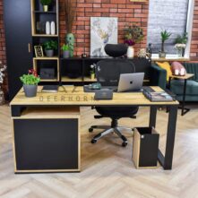 wood and metal desk