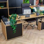 desk on a metal frame