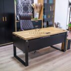 wood and metal desk