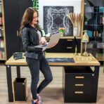 desk with metal legs