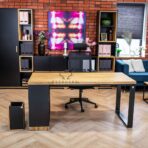 metal with wood desk