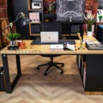 desk with wooden top