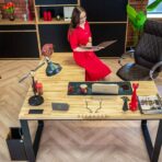 desk with wooden top