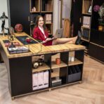 desk with shelves