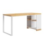 White Scandinavian desk with shelves for documents and binders 160x70