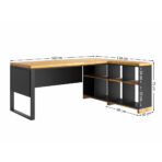 biurko narożne czarne z półkami do pracy kreatywnej