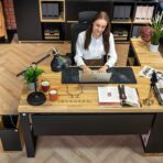 desk wood metal