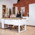desk with wooden top