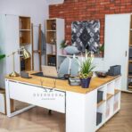 desk with shelves