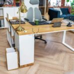desk with cable pass